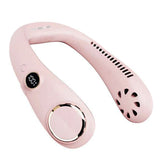 TD® Ventilateur de cou suspendu sans feuilles affichage numérique usb ventilateur de cou suspendu petit ventilateur de cou suspendu