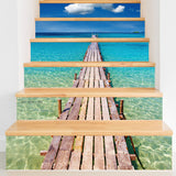 TD® decoration escalier interieur bois autocollant 6 pieces maison design réaliste decoratif mer adhesif sticker cadeau muraux habit
