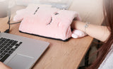 TD® Tapis de souris chauffe-mains USB en laine de lapin pour garder au chaud, coussin chauffant chauffant avec protège-poignet