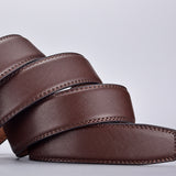 TD® Ceinture en cuir de vachette pour hommes ceinture de pantalon marron en cuir véritable ceinture à boucle automatique d'affaires