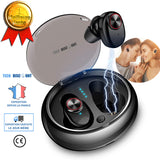 TD® Ecouteurs sans fil bluetooth oreillette samsung Apple Iphone Huawei Intra auriculaire pour casque sport magnétique pas cher