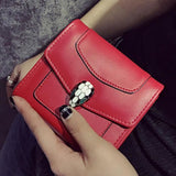 TD® Porte-Monnaie Cuir PU Couleur Rouge Mate Femme un Bouton à Pression  en Tête de de Serpent Porte-Cartes Portefeuille