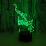INN® Stunt moto 3D  lumière  siège  noir  coloré  tactile  télécommande LED lumière visuelle acrylique cadeau 3D petite lampe de tab