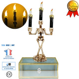 INN® Chandelier sur pied Halloween 3 branches décoratif crâne tête de mort os corps squelette fête LED fantôme horreur peur décorati