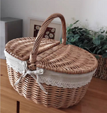 TD® Sortie de printemps fournitures panier panier pique-nique en osier rotin tissé panier de légumes pique-nique