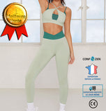 Costume de yoga faux hauts en deux pièces pantalons de levage des hanches costume de fitness en plein air mode musculation vê