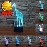 TD® Lampe optique poser décoratif tactile 7 couleurs illusion optique - modèle girafe - faible consommation câble USB ou 3 piles AAA