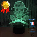 TD® Lampe optique poser décoratif tactile 7 couleurs illusion optique - modèle pirate - faible consommation câble USB ou 3 piles AAA