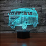 TD® Lampe 3D LED Forme de BUS / 7 Changement couleur Interrupteur Tactile LED Veilleuse Acrylique Décoration Veilleuse Cadeau Enfant