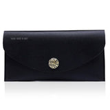 TD® Portefeuille pour Femme Pochette main Noir Multi-fonctionnel Étanche et Résistant Couleur Unie /Détail Bouton à Pression Argenté