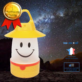 TD® Lanterne extérieur de camping lumière LED motif sourire utilisation enfants adultes couleur jaune pêche ou randonnée ou tente