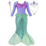 TD® Costume de sirène à sequins, Tenue pour fille, Robe de princesse sirène, Déguisement d'enfant Noël, Halloween, Anniversaire