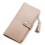 TD® Portefeuille femmes Simple Long Gland Porte-Monnaie Porte-Cartes Sac à Main / Beige Sacoche/ Franges/ Pratique Esthétique