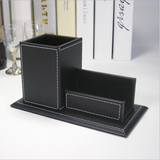 TD® Boîte de rangement Boîte de rangement créative multifonctionnelle Porte-stylo en cuir de bureau de couleur unie Porte-cartes vis