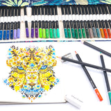 Ensemble de crayons Étui à stylos étanche 72 couleurs Graffiti peint à la main Crayon de couleur Livre de dessin Ensemble de