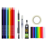 26 pièces d'ensemble de plomb de couleur sans bois, ensemble plomb de couleur soluble dans l'eau, outils peinture et de color