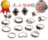 LCC® Bagues doigts Lot de 15 pièces bagues de phalanges lot argent fantaisie bijoux bohème pour femme élégant et branché couleur arg
