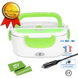 TD® Boîte à Déjeuner Électrique Chauffante Lunch Box Voiture/Pratique et portable / Réchauffage Déjeuner en Voiture / Vert et Blanc