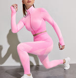 Costume de yoga costume de yoga de sport rose running fitness nylon nylon séchage rapide pantalon à manches longues convient