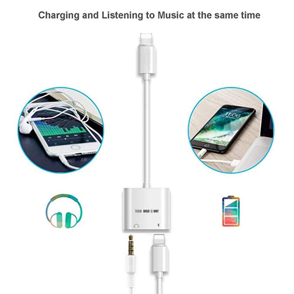 TD® adaptateur écouteur iPhone chargeur rapide USB + port jack AUX