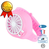 INN® Mini Ventilateur de Montre, Montre portable, Lumière LED Colorée, Ventilateur USB Pliable pour Femmes et Enfants (Rose)