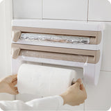 Cuisine étagère de rangement de film alimentaire papier d'aluminium barbecue support de papier de stockage de serviettes-Kaki