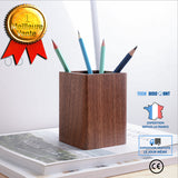 TD® Porte-stylo Porte-stylo créatif en bois massif Boîte de rangement de bureau en noyer noir Porte-stylo simple Apprentissage cadea