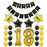 TD® Arrangement de ballons décoratifs pour 18e anniversaire Ensemble de banderoles en or noir en papier d'aluminium numérique 40 pou