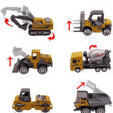 Voiture jouet en métal 6 groupes de voitures alliage voiture simulation pour enfants pelle bulldozer camion jouet combinaison