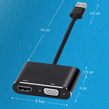 INN® Convertisseur USB3.0 vers HDM / VGA Carte graphique Ordinateur portable Moniteur de connexion multi-écran Projecteur TV