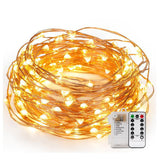 TD® Guirlande Lumineuse Pile avec Télécommande - 10M 100 Micro LED - Blanc chaud - Etanche IP 65 - Guirlande décorative pour Noël,