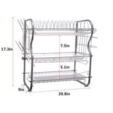 TD® Étendoir vaisselle à 3 niveaux cuisine collection étagère égouttoir acier inoxydable couleur argent séchage de vaisselles