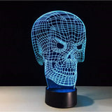 TD® Lampe optique poser décoratif tactile 7 couleurs illusion optique - modèle crâne - faible consommation câble USB ou 3 piles AAA