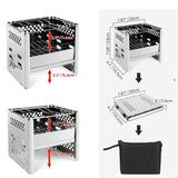 TD® Poêle à bois Portable extérieur en acier inoxydable gril pliant charbon de bois éclairage poêle Portable chauffage crémaillère
