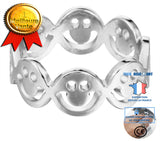 TD® Bague Soleil Sourire Visage Anneau Doux Bijoux Amitié Cadeau pour Femmes et Filles Mignon Smiley Anneau Plaqué Argent Fantaisie