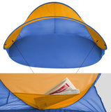 TD® Tente de Plage Anti UV Pop Up 220 cm x 120 cm x 100 cm Bleu Orange + 1 Sac de transport