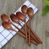 TD® Cuillères en Bois,Cuillères À Soupe en Bois de 6 Pièces Pour Manger Mélanger Remuer Cuisiner,Cuillère À Long Manche Avec Ustensi