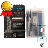 Ensemble de pinceaux 34 Ensemble de croquis Charbon de bois Débutant Peinture professionnelle Stylo à dessin Ensemble de boît