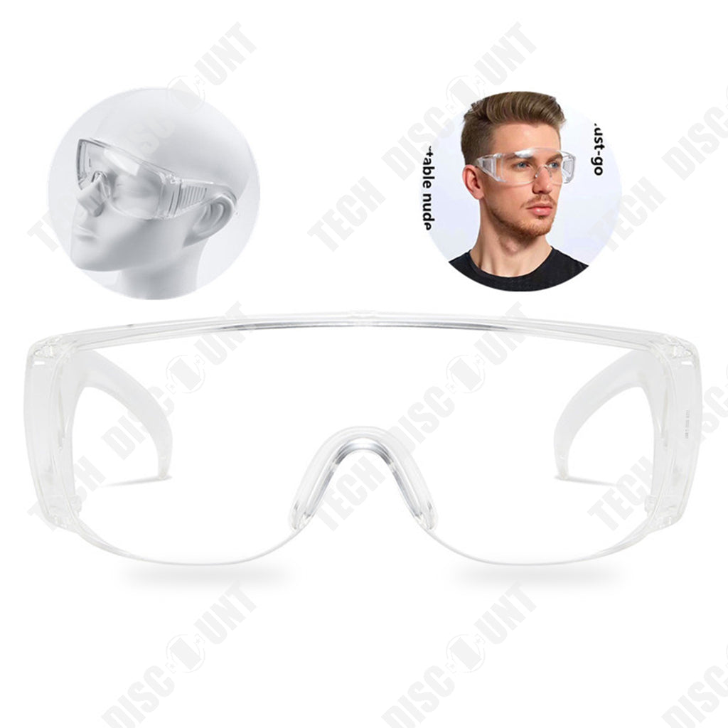 TD® Lunettes de protection travaux bricolage antibuée anti poussière chimie chantier pvc laboratoire femme homme sur-lunettes menuis