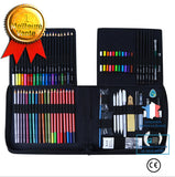 Ensemble de 122 crayons couleur, crayon à croquis au fusain, mine de couleur soluble dans l'eau, mine de couleur carbone méta