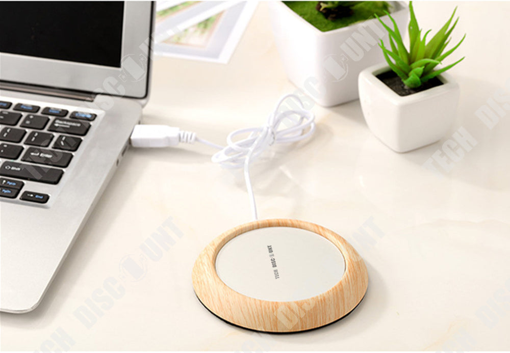 TD® Chauffe tasse électrique verre USB accessoire cuisine bois clair transportable pratique Thé Chocolat Bureau