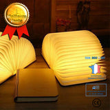 TD® LED Lampe Livre Pliable En Bois De Veilleuse Décorative Avec La Charge D'USB (blanc Chaud)