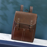 TD® Sac à dos à la mode de style britannique rétro européen et américain sac d'ordinateur pour étudiant en plein air en cuir pour fe