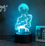 TD® 3D Illusion Lampe Led Veilleuse Anime Attaque Sur Titan Capitaine Levi Ackerman Figure Lampe 7 Couleurs Tactile Lampe de Chevet.