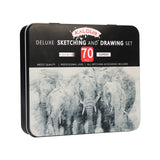 TD® 70 pièces de crayons à croquis, coffret en fer, ensemble d'outils de croquis pour débutants, fournitures de peinture d'art étudi