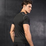 Vêtements de fitness Vêtements de fitness d'entraînement serrés pour hommes Vêtements de sport à manches courtes T-shirt stre