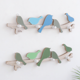 Patère bleu créatif oiseau bois murale crochet de porte étagère murale sac crochet patère vêtements ruraux suspendus rangée c