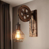 TD® UNI Applique Murale Intérieur Vintage Rétro Lampe Poulie Rouille 2pcs