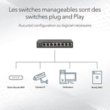 TD® NETGEAR GS105 Switch Ethernet 5 ports Métal Gigabit (10/100/1000), Protection ProSAFE, Garantie à Vie Idéal pour les PME et TPE