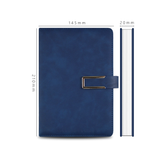 Cahier a5 boucle bloc-notes bloc-notes cuir PU main livre d'affaires fournitures de bureau papeterie bleu foncé boucle en for